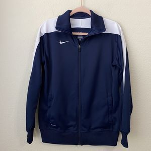 Nike Jacket Womens Large Navy Blue Polyester Spandex Full Zip Track